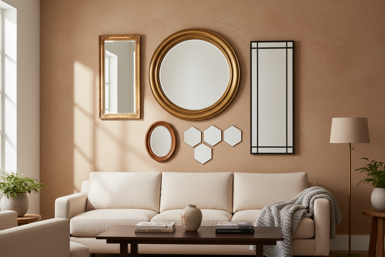 la mia collezione di specchi con sfondo casalingo